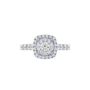 14K White Gold 1.20 CTW DIAMOND Cushion Halo Engagement Ring