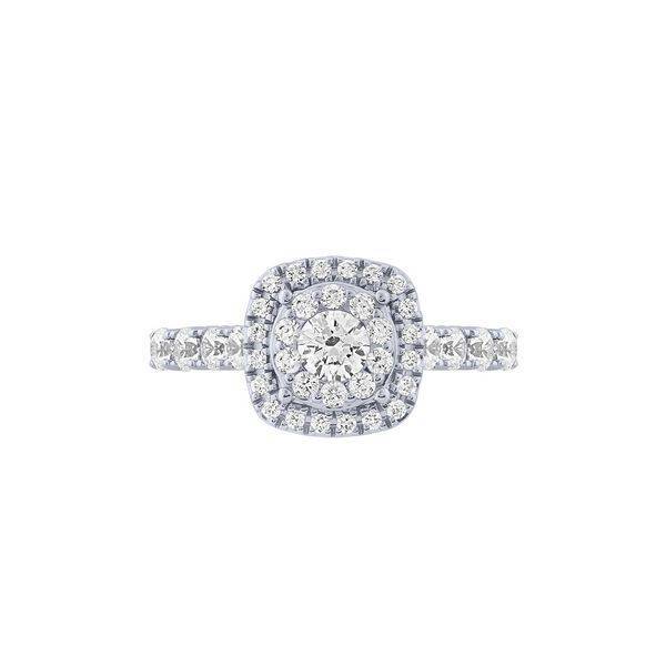 14K White Gold 1.20 CTW DIAMOND Cushion Halo Engagement Ring