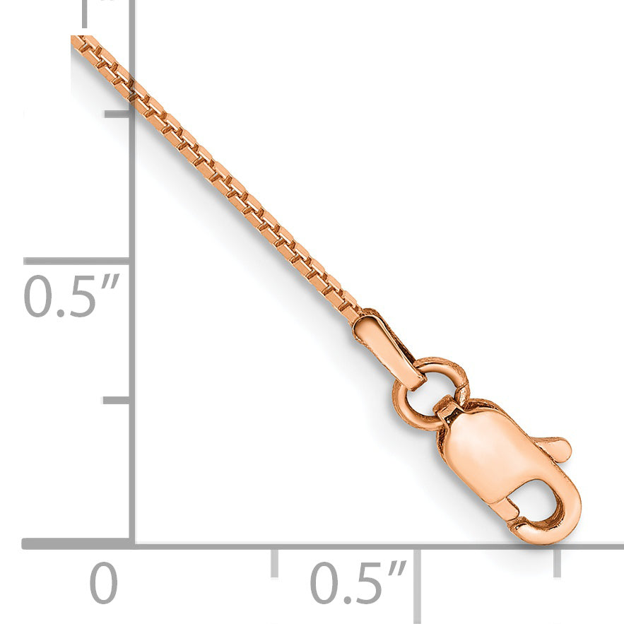 14K Rose Gold 0.9mm 10In Box Link Chain Anklet