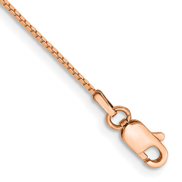 14k Rose Gold 0.9mm 10in Box Link Chain Anklet