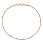 14K Rose Gold 1.7mm 9in Ropa Chain Anklet