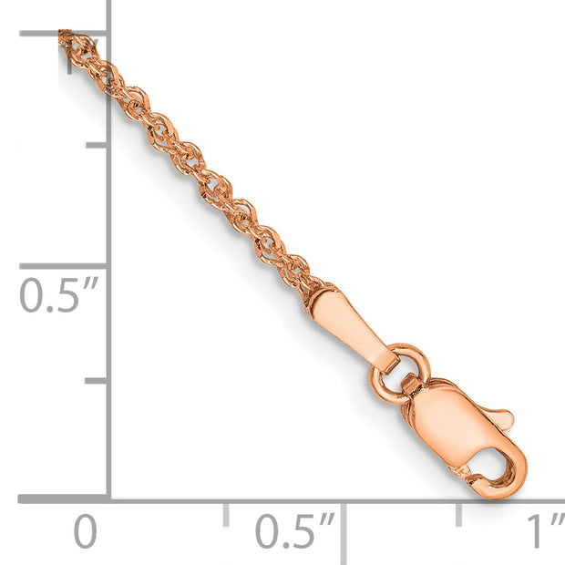 14K Rose Gold 1.7mm 9in Ropa Chain Anklet