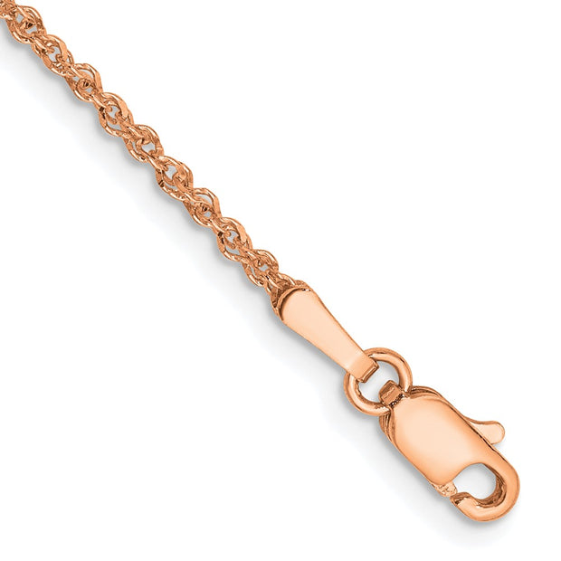 14K Rose Gold 1.7mm 9in Ropa Chain Anklet
