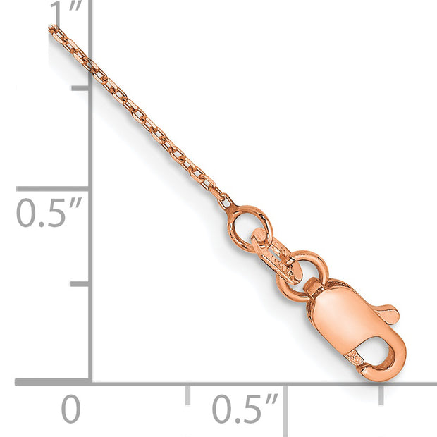14k Rose Gold 0.8mm 10in D/C Cable Chain