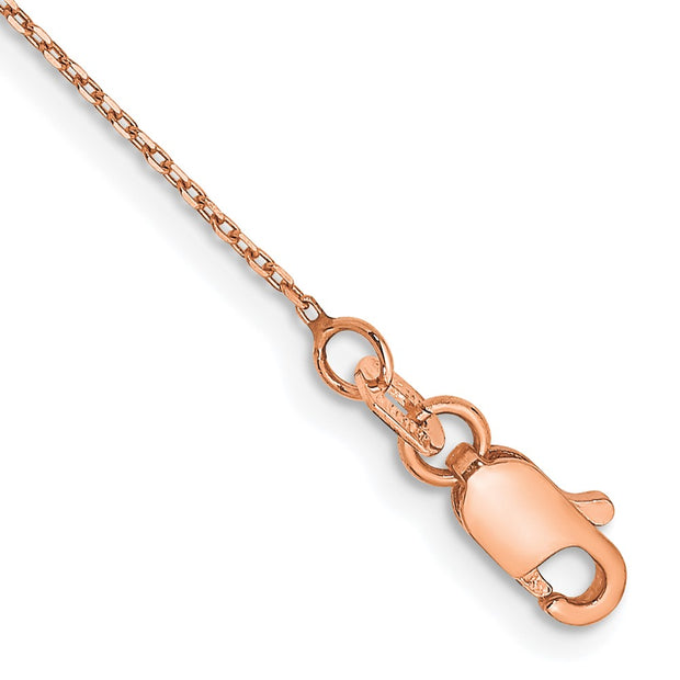 14k Rose Gold 0.8mm 10in D/C Cable Chain