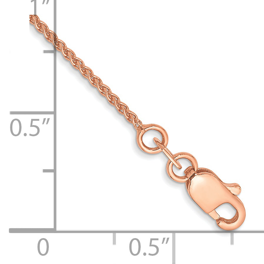 14K Rose Gold 1.05mm 9In Solid Polished Spiga Chain Anklet