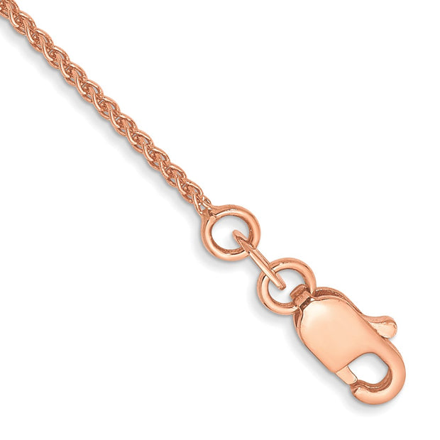 14k Rose Gold 1.05mm 9in Solid Polished Spiga Chain Anklet