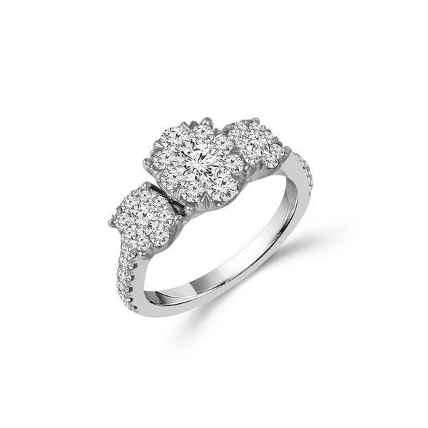 14K White Gold 0.75 ctw 3 Stone Engagement Ring