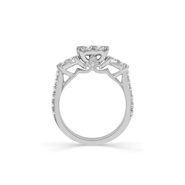 14K White Gold 0.75 CTW 3 Stone Engagement Ring