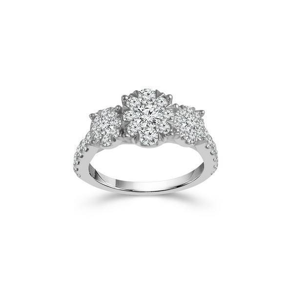 14K White Gold 0.75 CTW 3 Stone Engagement Ring