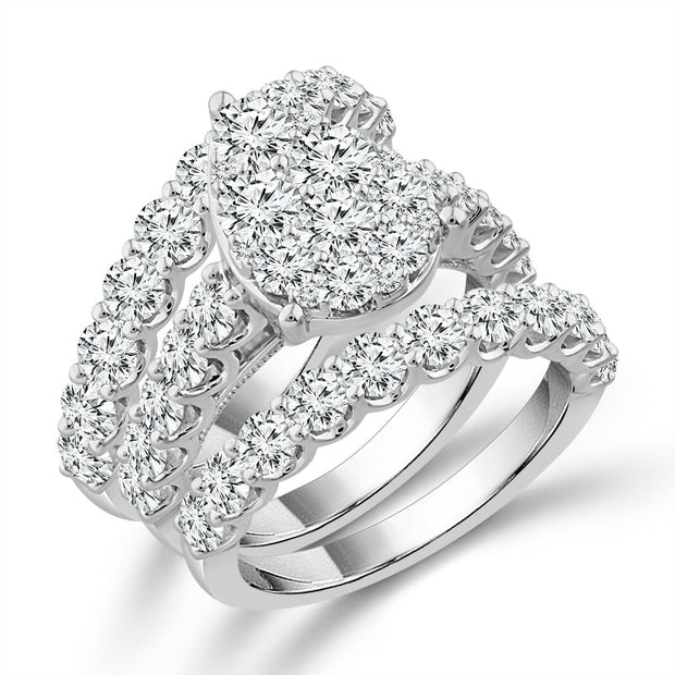 10K White Gold 4.00 CtW Pear DIAMOND Bridal Set
