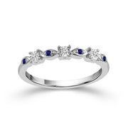 10k white gold 0.06 ctw blue sapphire band