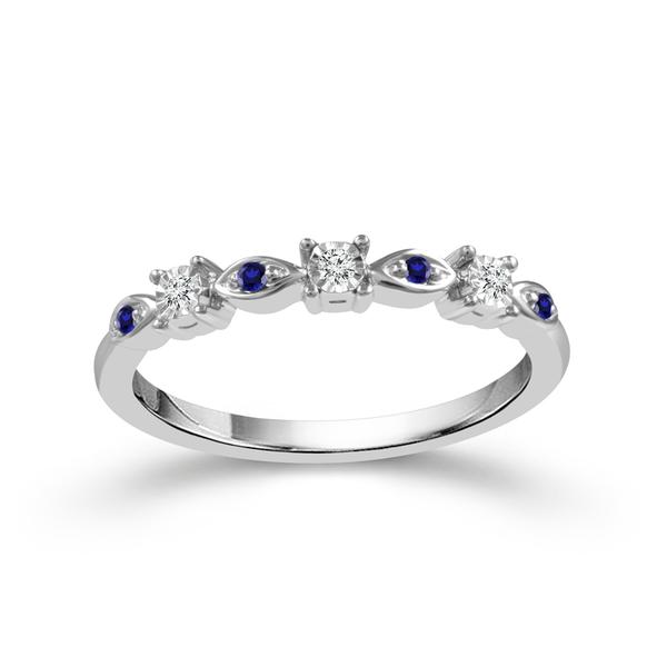 10k white gold 0.06 ctw blue sapphire band