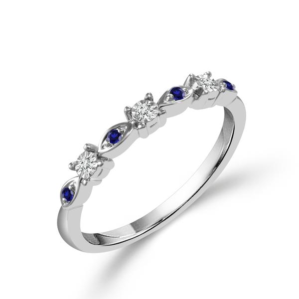 10k white gold 0.06 ctw blue sapphire band