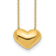 14k Polished Puffed Heart 18 inch Necklace