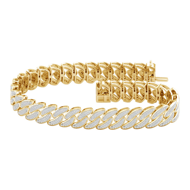 10K YELLOW GOLD 3.00 CTW Men's DIAMOND CUBAN BRACELET
