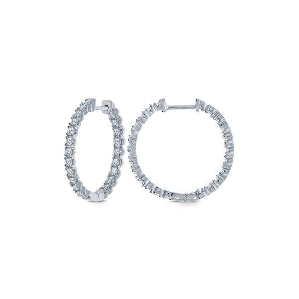 10K White Gold 1.00 CTW Diamond Hoop Earrings