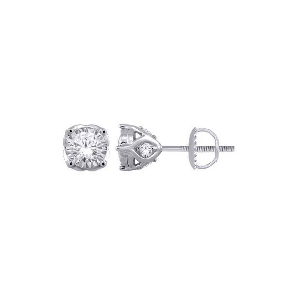 10K White Gold 1.00 CTW rOUND Stud Earrings