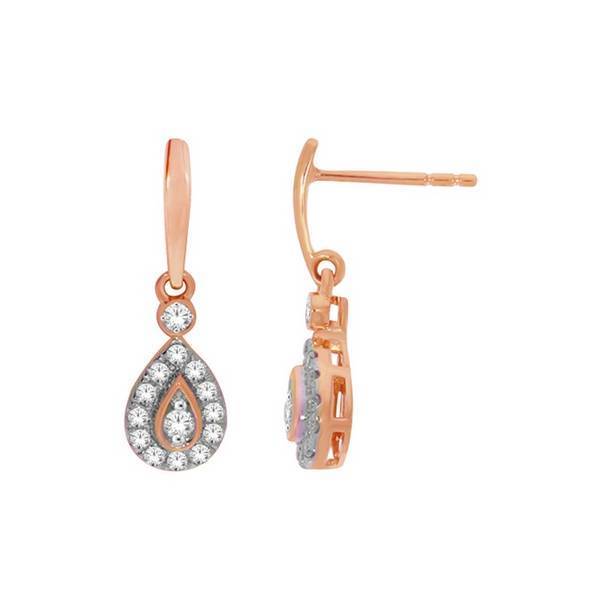 10K Rose Gold 0.25 CTW Halo Diamond DROP Earrings