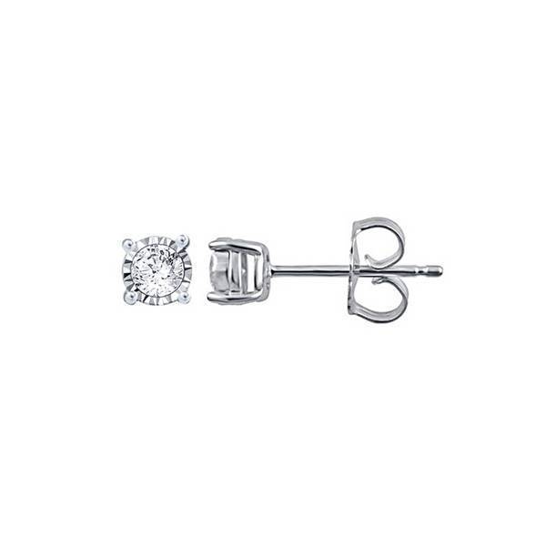 Silver 925 Round Diamond Stud Earrings