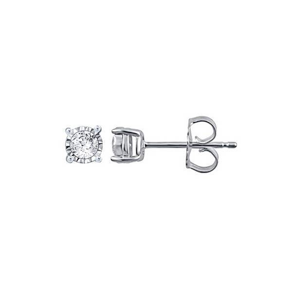 925 Silver Round Diamond Stud Earrings