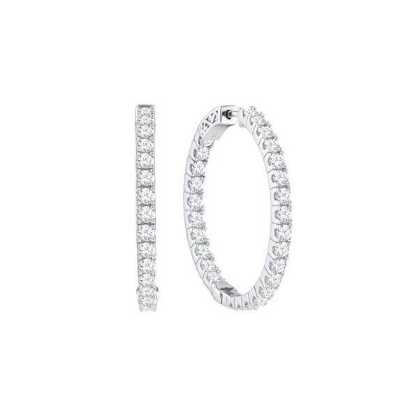 14k white gold 3.00 ctw Diamond In and Out Hoop Earrings