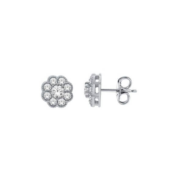 10K White Gold 0.33 CTW Diamond Flower Earrings