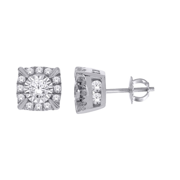 10K WHITE GOLD 1.00 CTW DIAMOND FASHION EARRINGS