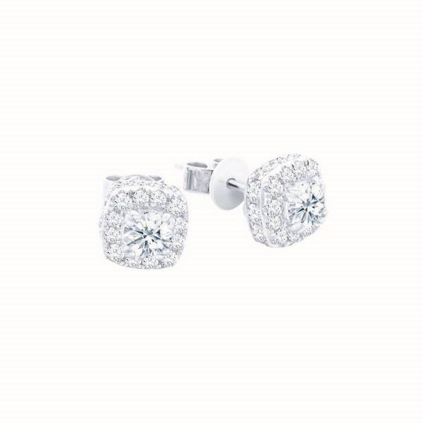 14K White Gold 2.00 CTW Diamond Square Stud Earrings