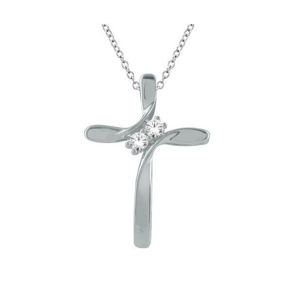 925 Silver 0.10 ctw Diamond Cross Pendant