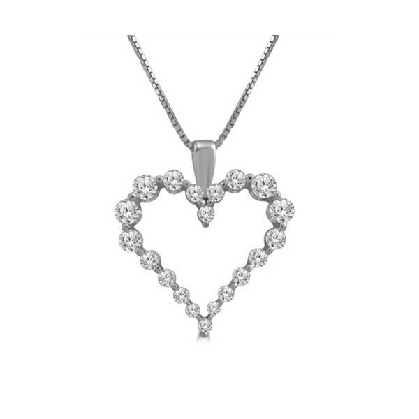 10K White Gold 0.50 CTW Heart Pendant
