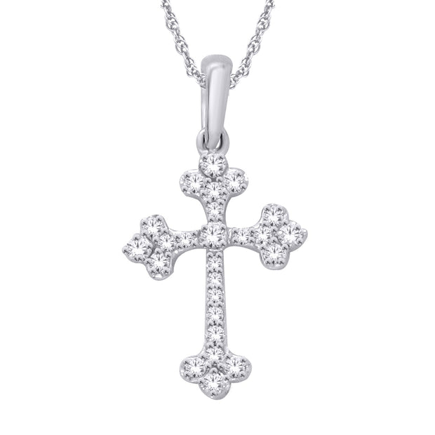 10K WHITE GOLD 0.15 CTW DIAMOND CROSS PENDANT
