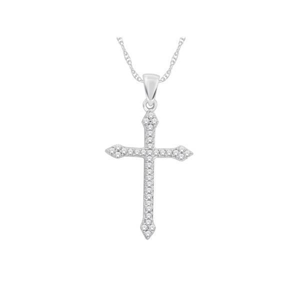 10K WHITE GOLD 0.10 CTW Diamond Cross Pendant