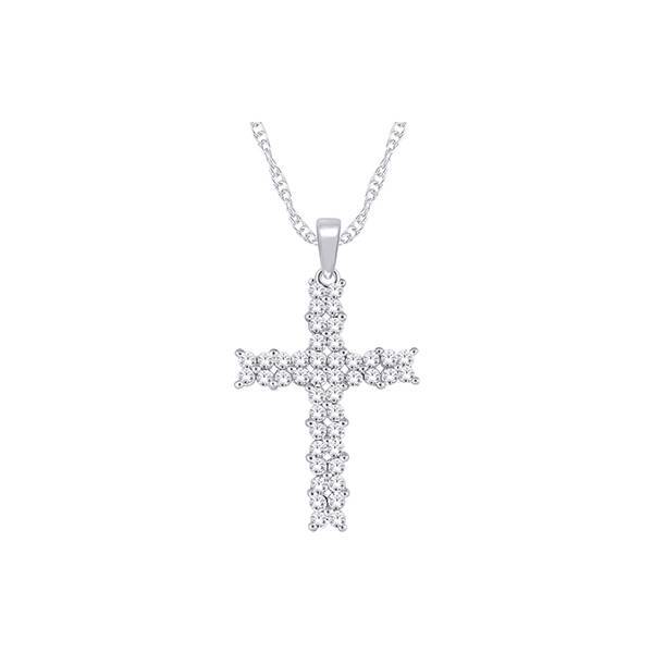 10K White Gold 1.00 CTW DIAMOND CROSS Pendant