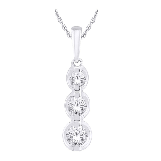 10K WHITE GOLD 0.33 CTW DIAMOND 3 STONE PENDANT
