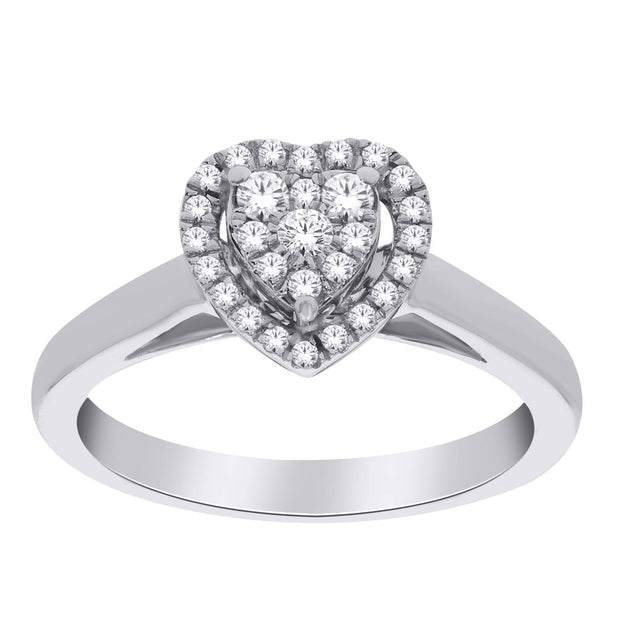10K WHITE GOLD 0.25CT HEART FASHION RING
