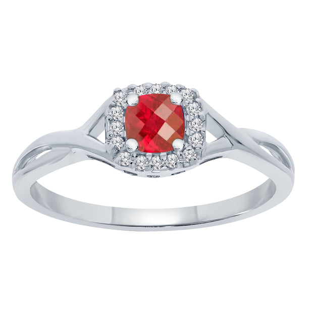 10K WHITE GOLD 0.40 CTW DIAMOND RUBY RING