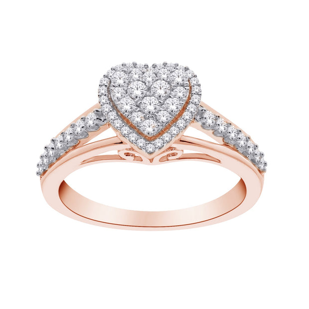 10K ROSE GOLD 0.50 CTw HEART RING
