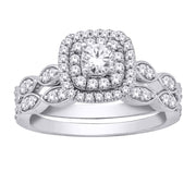 14K WHITE GOLD 1.00 CTW Cushion DIAMOND BRIDAL SET