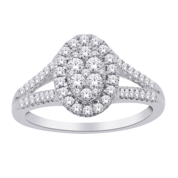 14K WHITE GOLD 0.50 CTW DIAMOND oval engagement ring