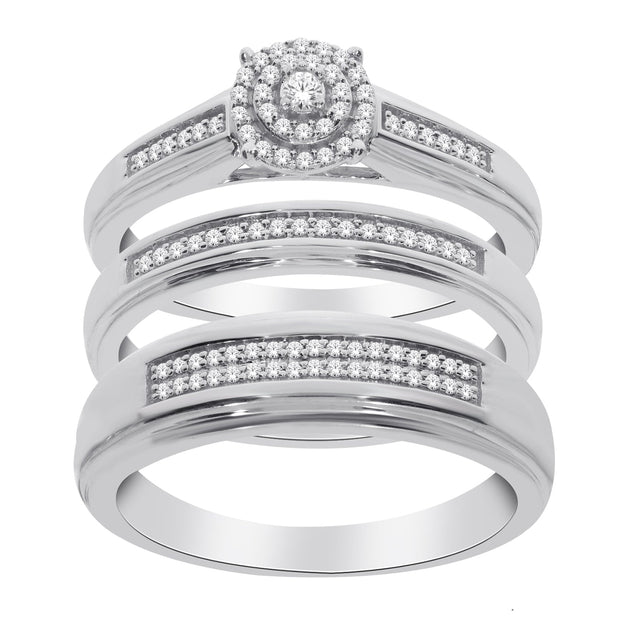10K WHITE GOLD 0.33 CTW DIAMOND TRIO SET