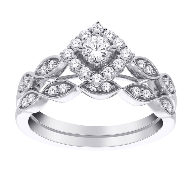 10K White GOLD 0.55 CTW DIAMOND BRIDAL SET