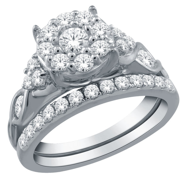 10K WHITE GOLD 1.00 CTW DIAMOND BRIDAL SET