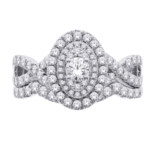 14K White GOLD 1.00 CTW DIAMOND BRIDAL SET