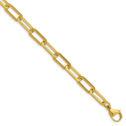 Stainless Steel Polished Yellow IP Open Link Paperclip 24in Chain Necklace