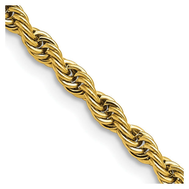 Stainless Steel Polished Yellow IP-plated 4mm 24 inch Rope Chain