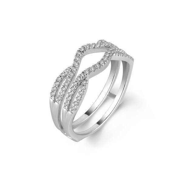 14K White Gold Ring 0.33 ctw Diamond Ring Guard