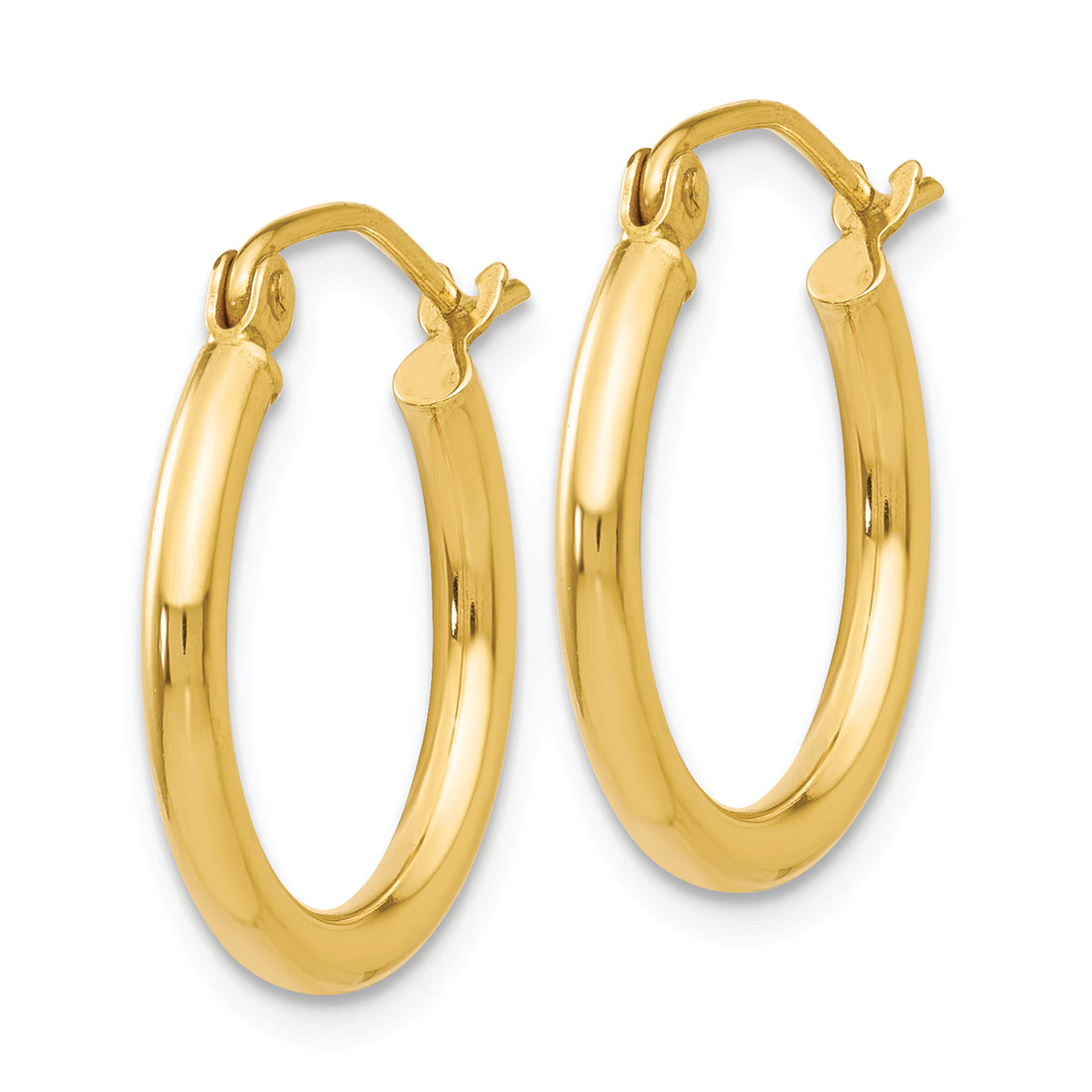 14K Polished 2X17.5mm Tube Hoop Earrings