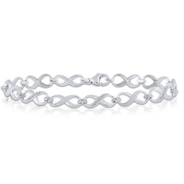 10KT WHITE GOLD 0.10 CTW DIAMOND Infinity Bracelet