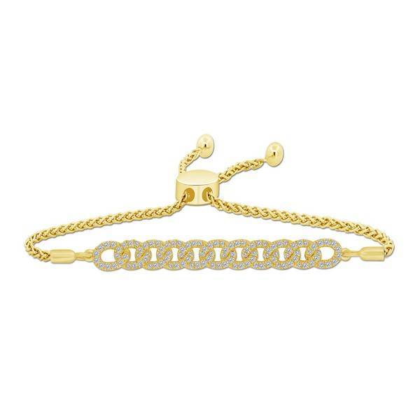 10k Yellow Gold 0.50 ctw Pave Diamond Bolo Bracelet